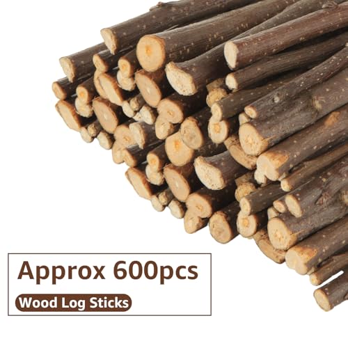 600PCS 4.5 inch Wood Log Sticks for Crafts (600 Count)