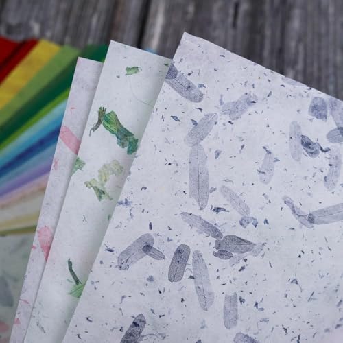 A5 Mixed Colors 50 Design 50 Sheets Natural Fiber Mulberry Tree (50 Count)