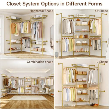 L3 Wall Mounted Metal Pipe Closet System Heavy Duty Garment Rack