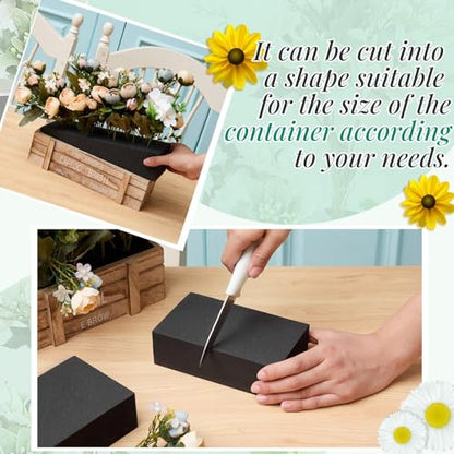8 Pcs Black Reusable Floral Foam Blocks Water Weather Resistant Dry Floral Foam for Artificial Flower Arrangements Outdoor Hanging Florist Plant Bases for DIY Wedding