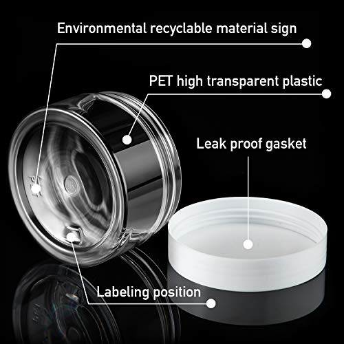 36 Pieces 1.5 oz Plastic Jars with Lids Wide Mouth Airtight Reusable Container Acrylic Cosmetic Small Jars for Lotions Ointments Travel Toiletries Creams Make up Storage (36 Count)