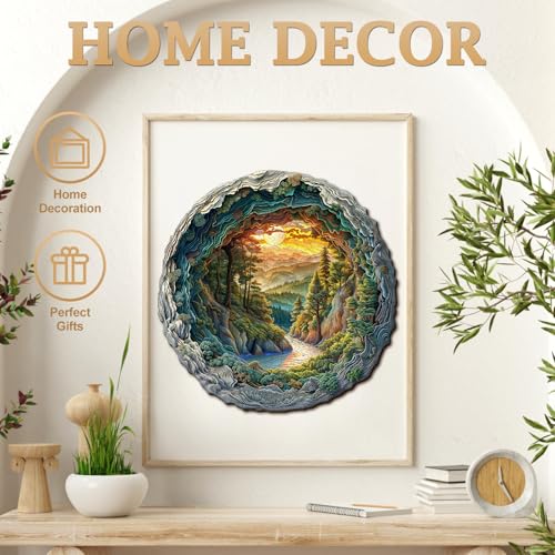 Wooden Puzzles for Adults Cave Forest Jigsaw Puzzle 8.5*8.4in (100 Count)
