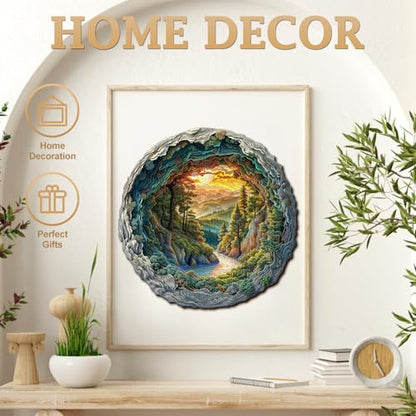 Wooden Puzzles for Adults Cave Forest Jigsaw Puzzle 8.5*8.4in (100 Count)