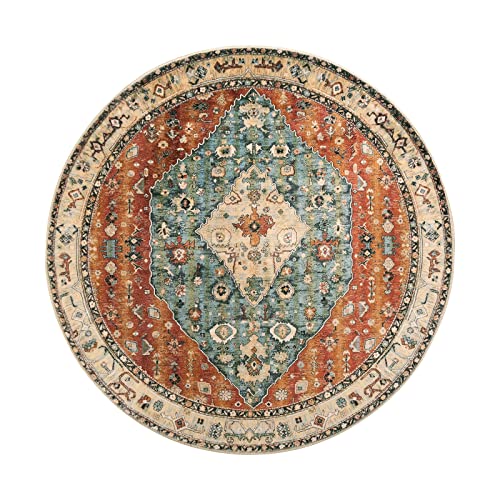 Felice Boho Tribal Round Rugs 5ft Washable Kitchen Round Area Rug