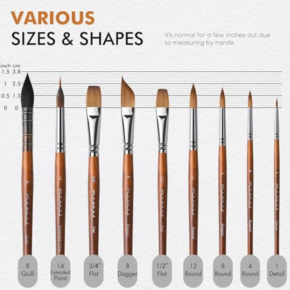 Watercolor Brushes Professional (9 Count)
