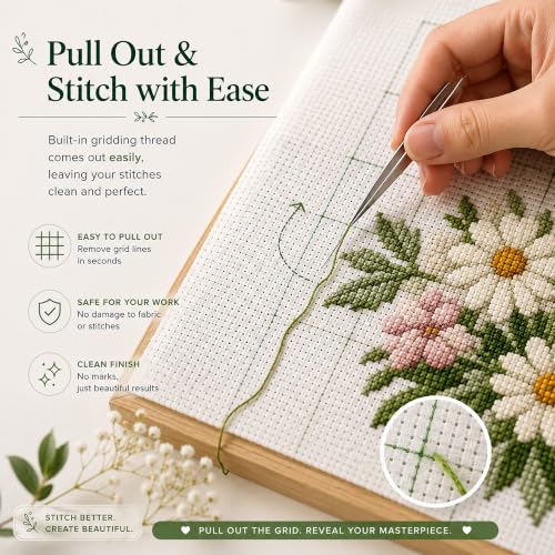 14CT Easy Count Thread Grid Aida Cloth Embroidery Cross Stitch Fabric (14 Count)