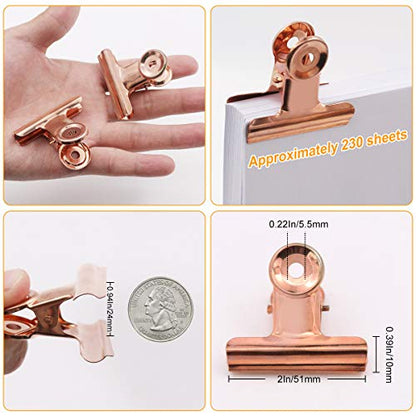 Bulldog Paper Clips Rose Gold (20 Count)