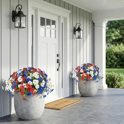 2 Set Artificial Outdoor Flowers with Hanging Basket (2 Count)