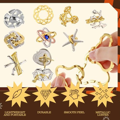 24 Pcs Metal Brain Teaser Puzzles for Adults IQ Logic (24 Count)