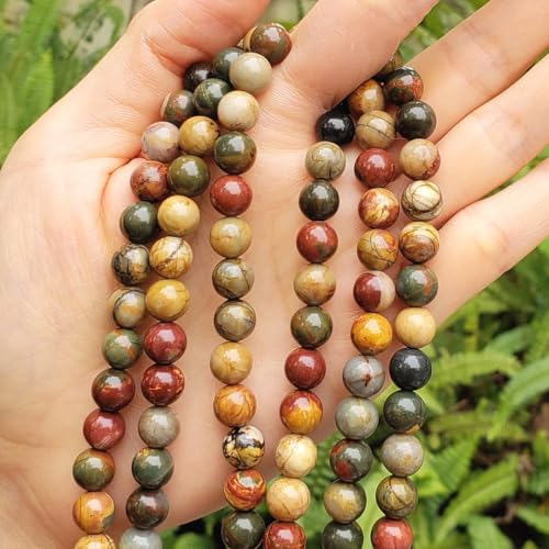 90pcs Adabele Natural Picasso Jasper Gemstone 8mm Round Beads (88 Count)