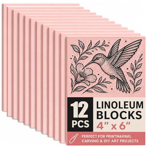 12 PCS 4"x6" Soft Linoleum Blocks for Printmaking & Stamp Making
