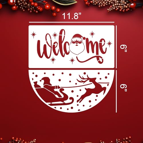 Christmas Stencils for Door Mats 12" Christmas Stencils for Painting on Wood (18 Count)