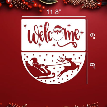Christmas Stencils for Door Mats 12" Christmas Stencils for Painting on Wood (18 Count)