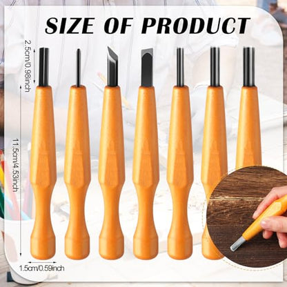 7 Pcs Wood Carving Tools Set Linoleum Hand Wood Knife Chisels Flat V