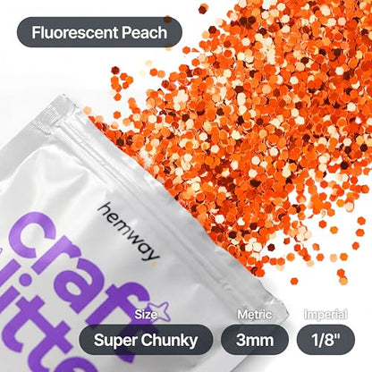 Craft Glitter Fluorescent Neon Peach 100g Super Chunky Glitter (3.5274 Ounce)