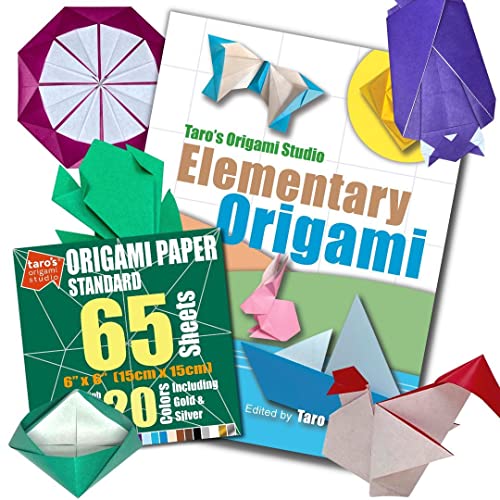Taro's Origami Studio] Standard 6 inch 65 Sheet and Easy Origami Book Combo