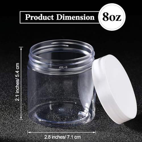 36 Pieces 8 oz Plastic Jars with Lids Wide Mouth Airtight Reusable Container Acrylic Cosmetic Small Jars for Lotions Ointments Travel Toiletries Creams Make up Storage (36 Count)