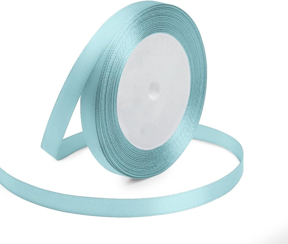KMER LIFE 3/8 Inches x 25 Yards Baby Blue Satin Ribbon Solid Fabric Ribbons for Crafts, Wedding Decor, DIY Hair Accessories, Sewing, Gift Package Wrapping, Valentine's Day Bouquet and More - Crafty Corner