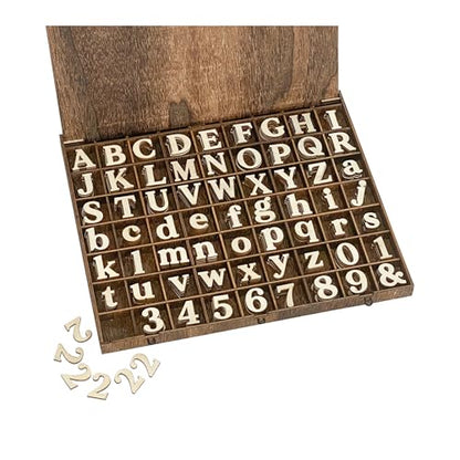 706 Pieces 1 Inch Wood Alphabet Letters Wooden Numbers Mini Capital & Lowercse Letters with Rustic Storage Box for Home Decor Spelling Education Homemade Crafts Party Gifts (706 Count)