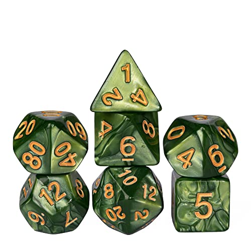 DND Dice Set D&D Polyhedral Dice with Leather Dice Bag (7 Count)