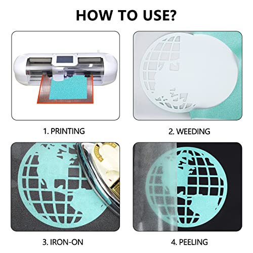 Heat Transfer Vinyl Glow Cyan Glitter HTV Rolls