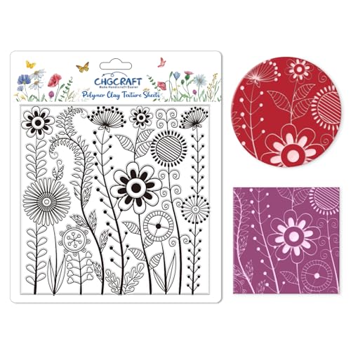 Abstract Wildflowers Polymer Clay Texture Sheets Geometric Flowers Silicone Stamp Clay Texture Mat Modeling Pattern Pad Texture Sheets for Jewelry and Clay Earrings Tools
