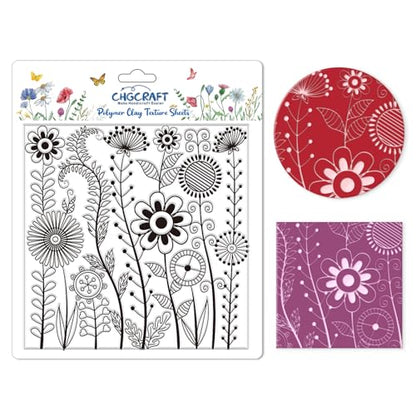 Abstract Wildflowers Polymer Clay Texture Sheets Geometric Flowers Silicone Stamp Clay Texture Mat Modeling Pattern Pad Texture Sheets for Jewelry and Clay Earrings Tools