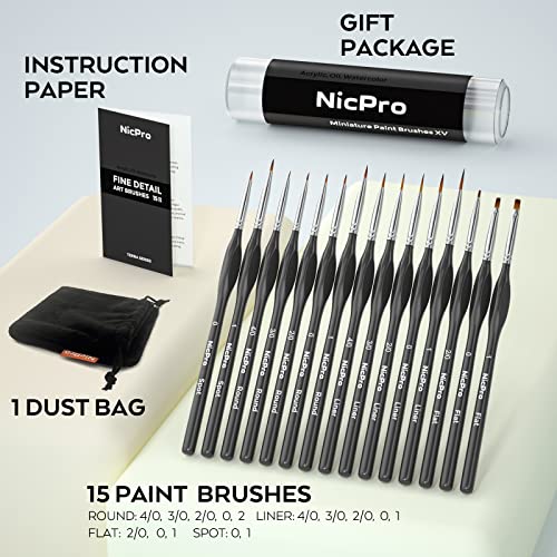 15 PCS Detail Paint Brushes (15 Count)