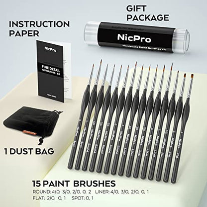 15 PCS Detail Paint Brushes (15 Count)
