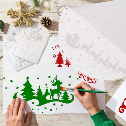 14Pcs Larger Christmas Stencils for Painting On Wood Reusable Xmas Stencils Set Holiday Templates for DIY Crafts Home Decor Art Projects (14 Count)