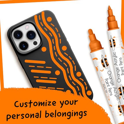 4 Acrylic Dual Tip Orange Paint Pen Metallic for Rock Painting