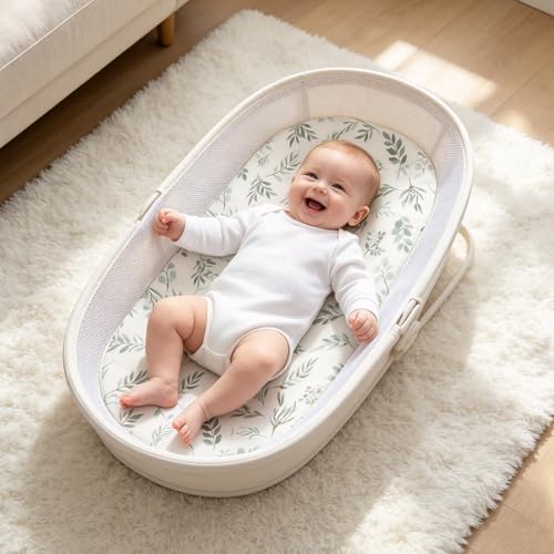 Organic Baby Bassinet Sheets 2 Pack 33”x17” 100% Muslin Cotton for Baby Girl Boy (2 Count)