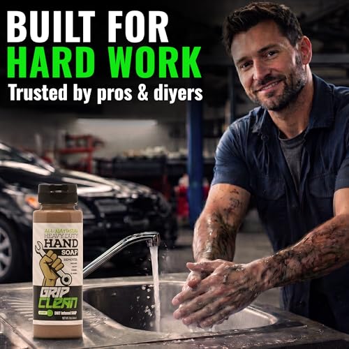 Heavy Duty Hand Cleaner for Mechanics with Nail Brush (8 Fl Oz)