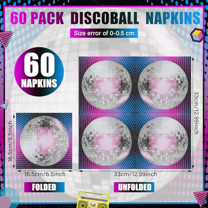 Disco Ball Cocktail Paper Napkins 6.5 x 6.5 Inches (60 Count)