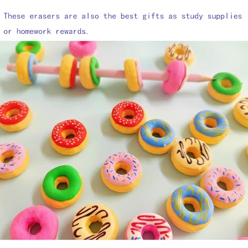 30PCS Cute Fun Donut Erasers for Kids Bulk (30 Count)