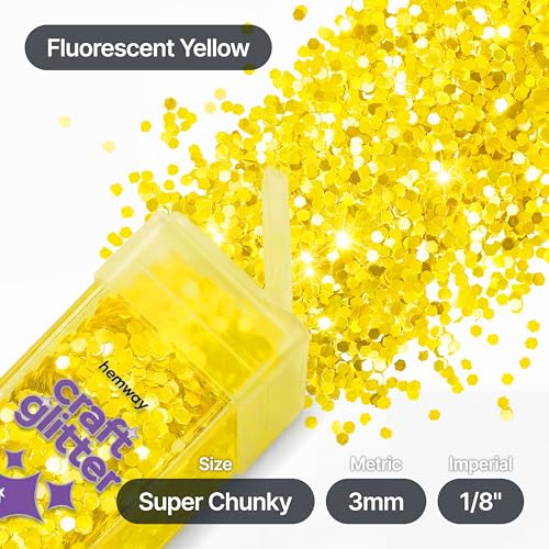 Craft Glitter Shaker Fluorescent Yellow 110g Super Chunky (3.9 Ounce)
