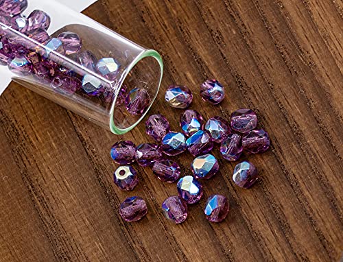 100pcs of Faceted Fire Polished Pressed Czech Glass Beads 4mm (100 Count)