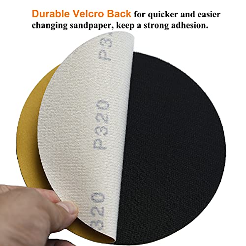 6-Inch No-Hole Hook and Loop Gold Sanding Discs 320-Grit, 100-Pack (100 Count)