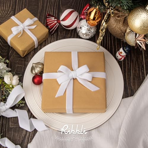 Polyester White Velvet Ribbon (30 Foot)