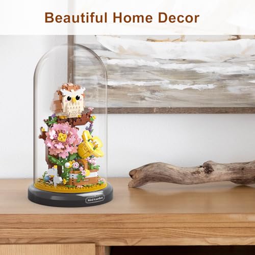 Owl Flower Bouquet Building Set Plants Friend Set Adults Bonsai Tree Party Favors for Kids Animal Building Blocks Set Valentine's Birthday Gift for Girlfriend Boys Girls Age 6