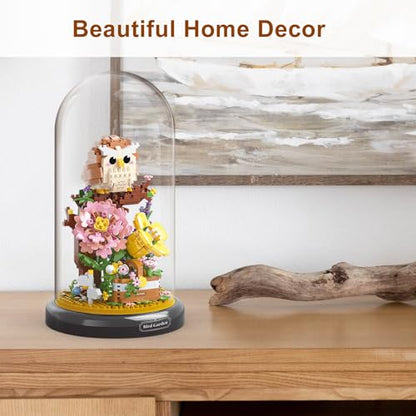 Owl Flower Bouquet Building Set Plants Friend Set Adults Bonsai Tree Party Favors for Kids Animal Building Blocks Set Valentine's Birthday Gift for Girlfriend Boys Girls Age 6