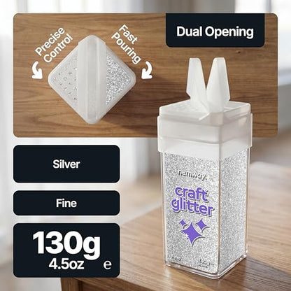 Craft Glitter Shaker Silver 130g Fine (4.6 Ounce)