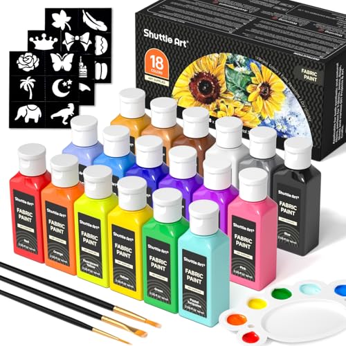 Fabric Paint 18 Colors Permanent Soft Fabric Paint in Bottles