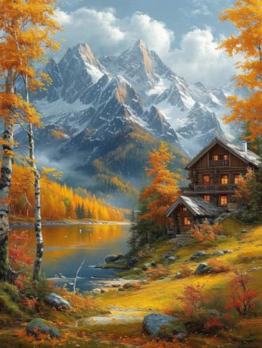 14CT Counted Cross Stitch Kits for Adults Mountain Flowers Advanced Stamped Cross Stitch Kits for Adults