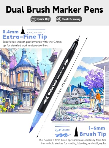 80 Colors Dual Tip Brush Pens