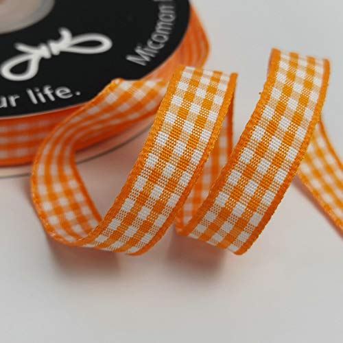 Orange Gingham Plaid Checked Ribbon 25 Yard Each Roll 100% Polyester (75 Foot)