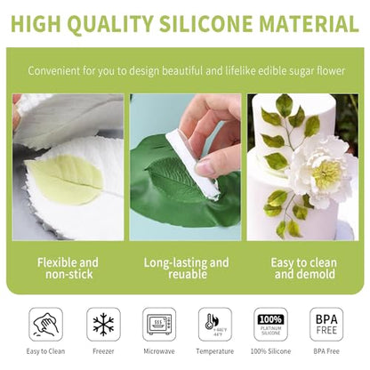 Leaf Petal Veiner Gum Paste Mold Sugar Craft Tools Rose Flower Leaf Vein Double Veiners Mold