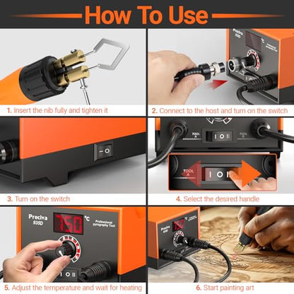 935D Dual Pen Wood Burning Kit with Digital Display Wood Burning Tool with 2 Detachable Pens