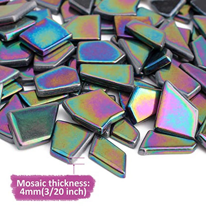 Iridescent Glass Mosaic Tiles for Crafts Bulk (7.05 Ounce)