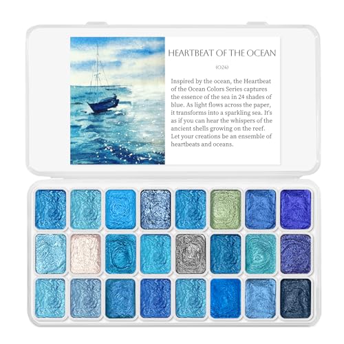 Mini Glitter Watercolor Paint Set with Paper (24 Count)